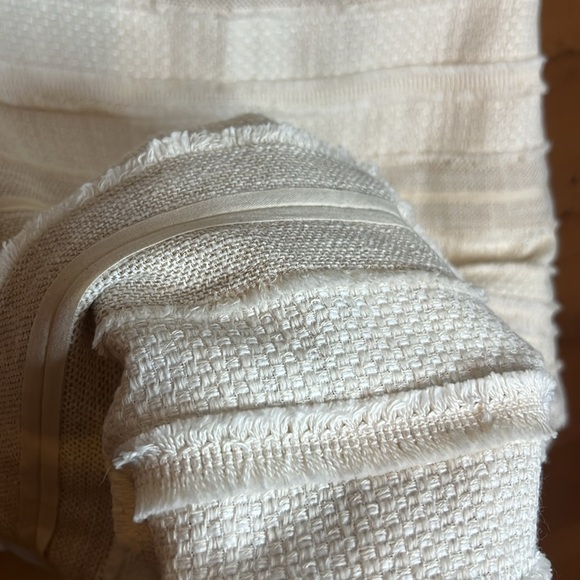 Talbots Midi Textured Cotton Linen Fringe Cream White Pencil Skirt Zip Lagenlook - Picture 3 of 7